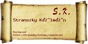 Stranszky Kálmán névjegykártya